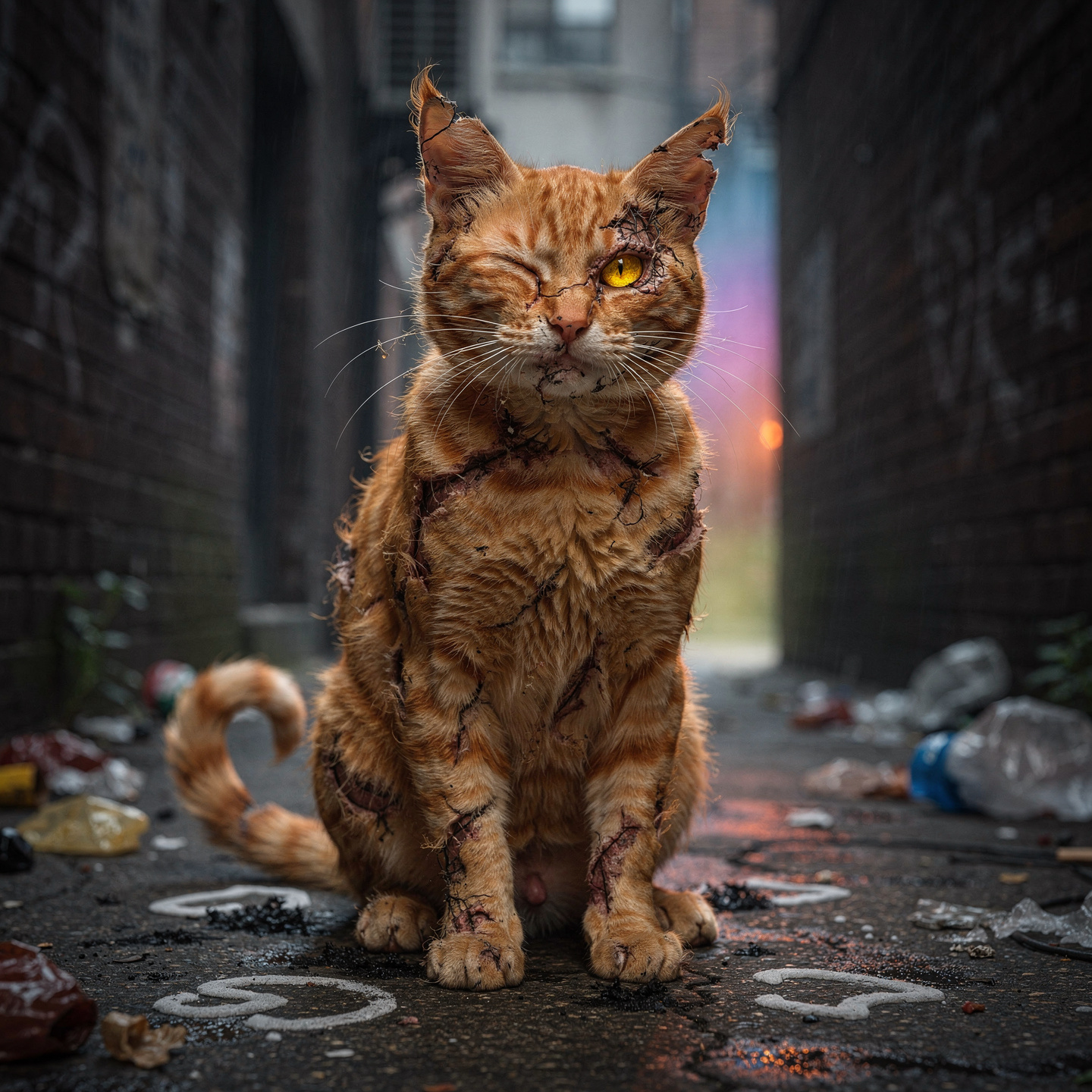 Crumpet, one-eyed marmalade cat and suspected familiar