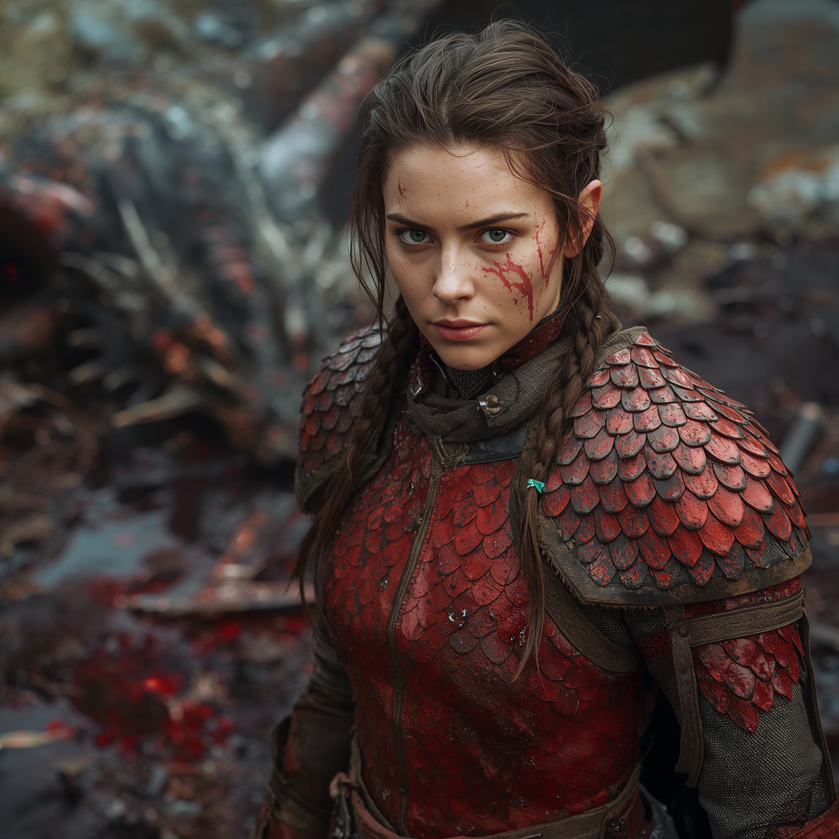 Kaela Veyr, battle-weary dragon hunter and heir to Suds & Sigils